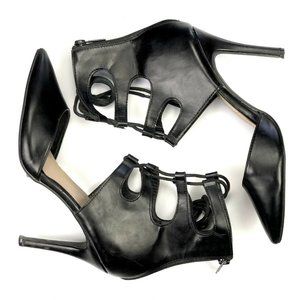 Breckelles Black Pointed Toe Lace Up Zipper Back Womens Size 8.5 Stiletto Heels